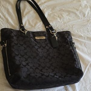 Coach Black Quilted Tote Bag with Leather Handles